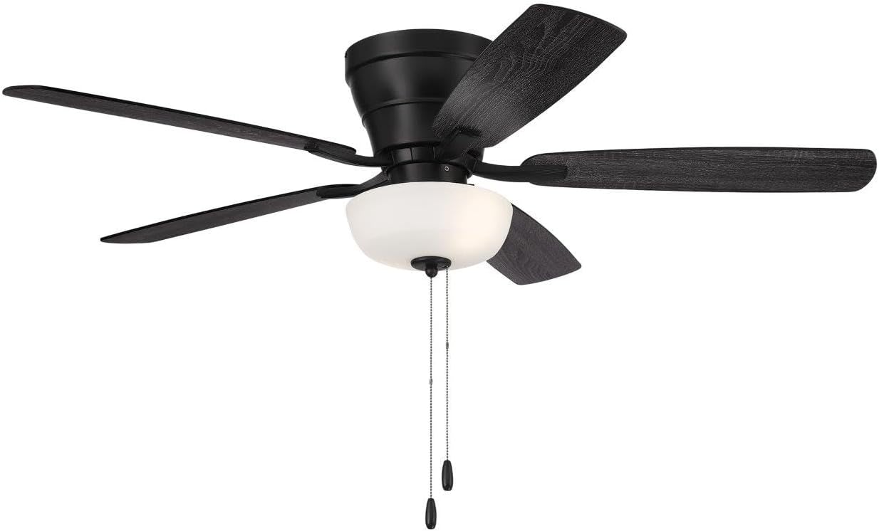 Craftmade 52' Wheeler Indoor Flush Mount 5 Blade Flat Black Finish Ceiling Fan with Single Bowl Light