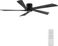 EKIZNSN 64 Inch Outdoor Low Profile Flush Mount Ceiling Fans without Lights for Patios, 110V Noiseless Reversible DC Motor, 6-Gear Speed (Black Finish with Black Blades)