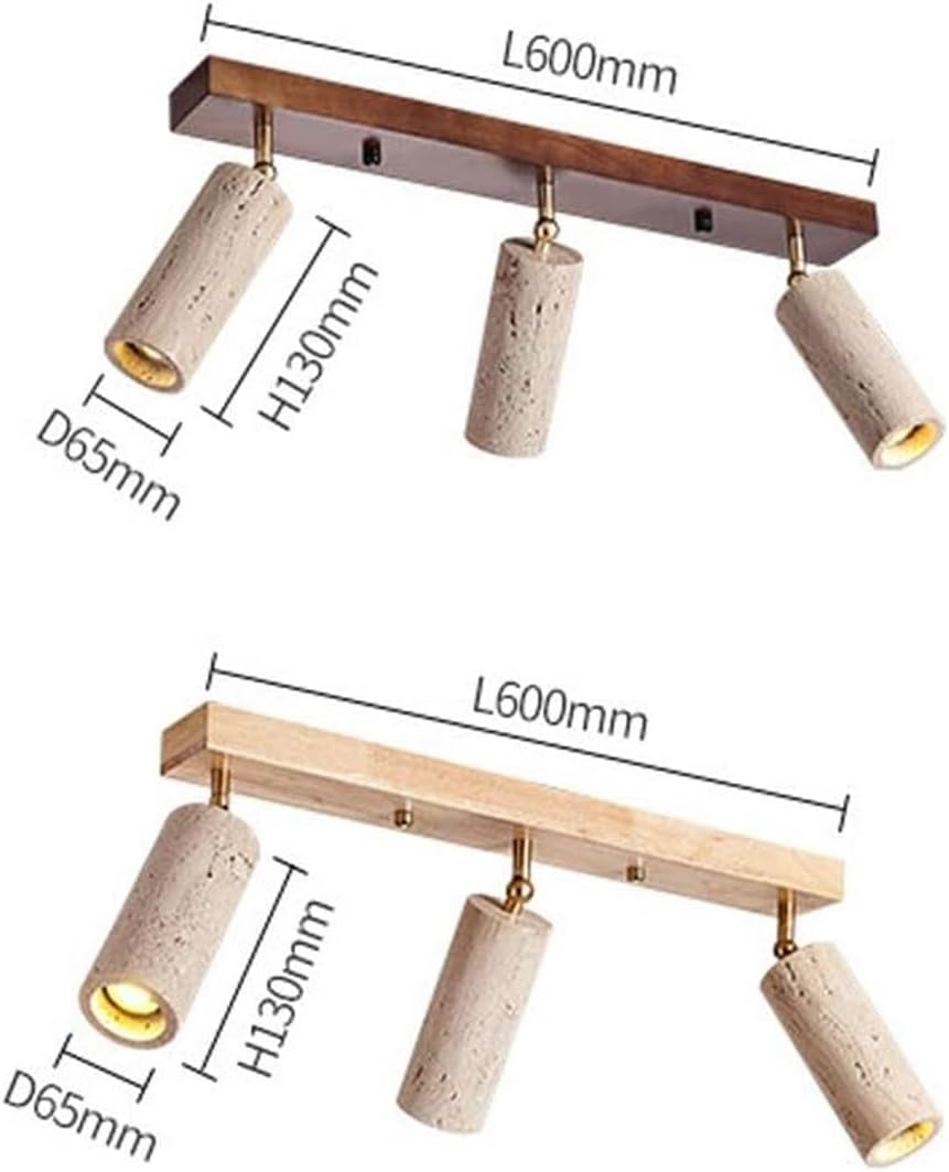 Wabi Sabi Flush Mount Ceiling Light 3-Light Yellow Travertine Spotlight Indoor Industrial Ceiling Lamp Natural Stone Vintage Chandelier Light Fixture For Corridors Bedroom Hallway Hotel(Walnut)
