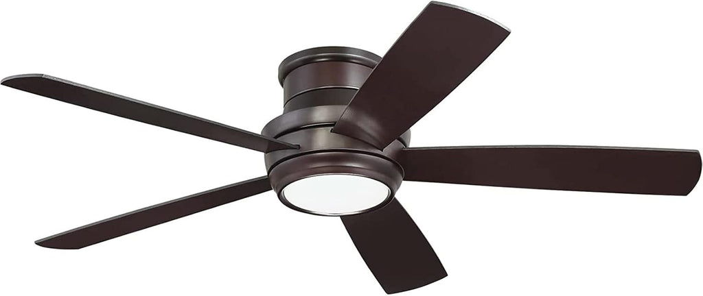CRAFTMADE TMPH52W5 I Tempo 52 Inch 5 Blade Hugger Ceiling Fan with Remote Control - White Finish I 3 Speed Reversible Motor I Contemporary I With Dimmable LED Light I