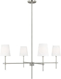 Generation Lighting 4-Light Baker Chandelier Brushed Nickel 3287204-962 | Modern Ceiling Light Fixture for Room Decor| Chandelier for Dining Room or Living Room Uses Standard or LED Light Bulbs