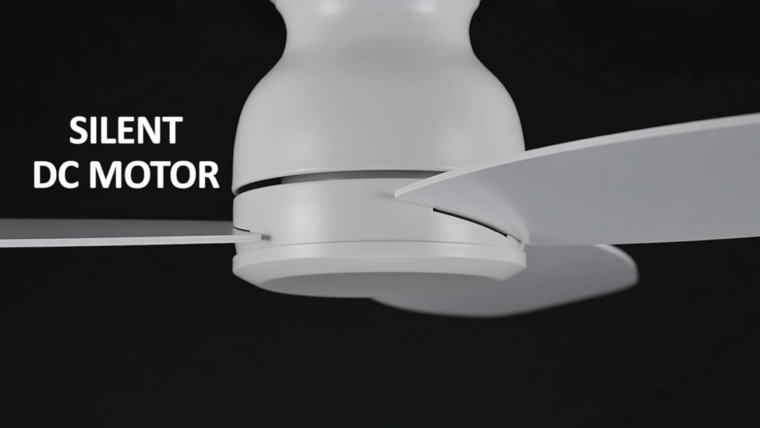Carro 48 Inch Flush Mount Ceiling Fan without Lights, Ceiling Fan with Remote Low Profile White, 10-Speed Reversible DC Motor, 3 Dual Finish Blades, Indoor for Bedroom