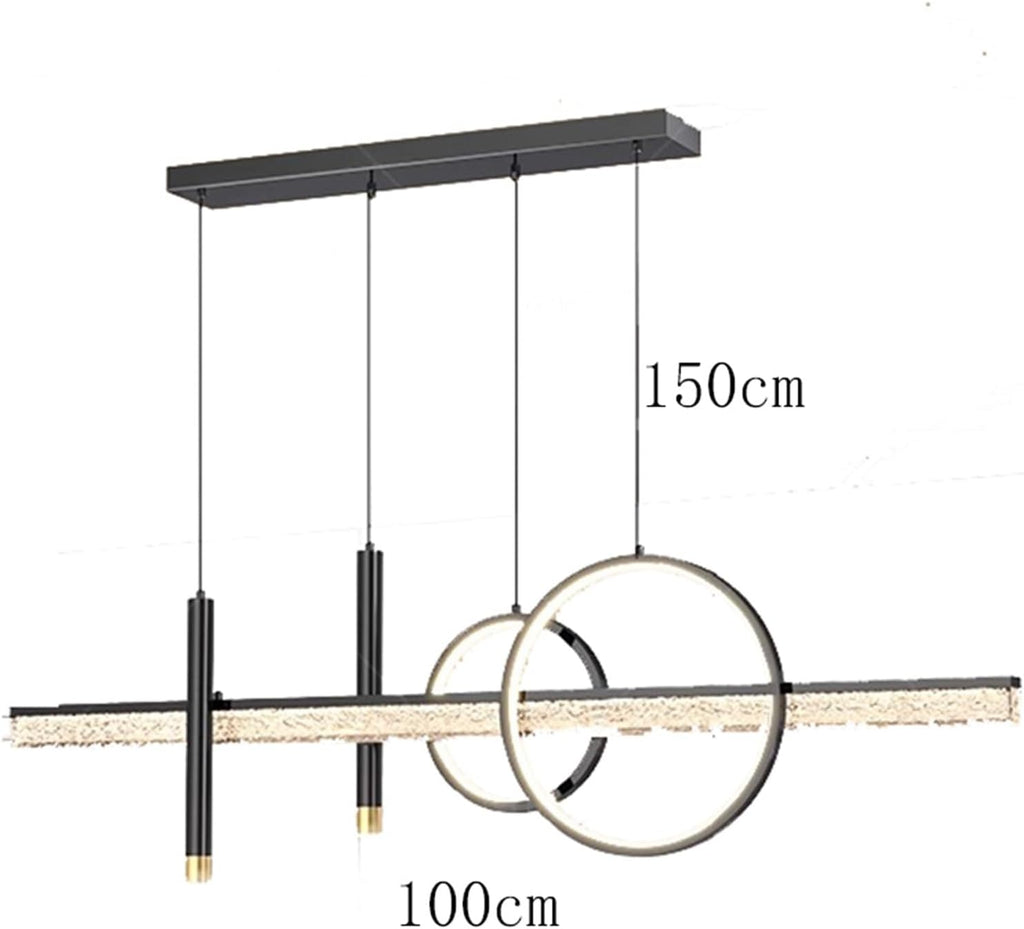 Modern Pendant Chandelier Linear Fixture with 2 Cylindrical Spotlights Black Finish LED Indoor Lighting Dining Room Kitchen Island Pendant Light Stylish(RC Remote dimming,100cm)