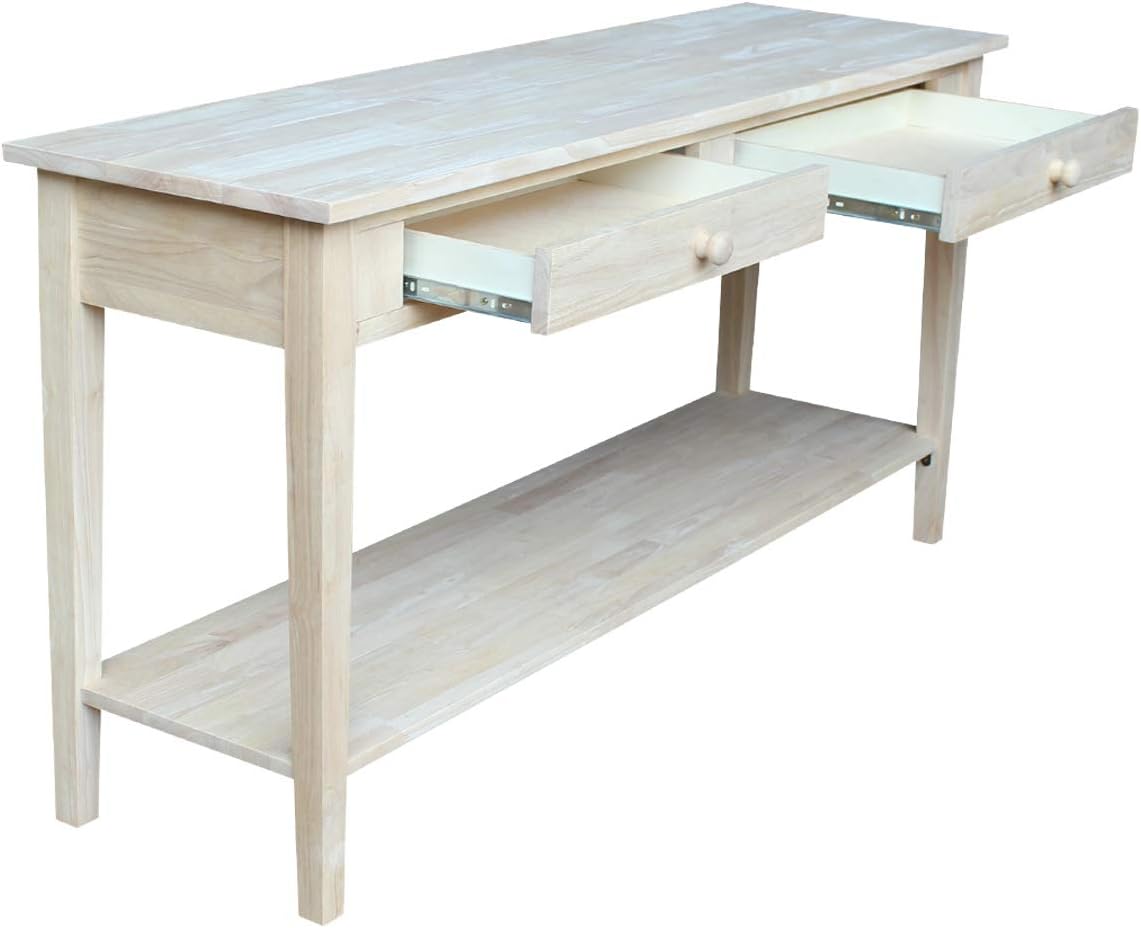 IC International Concepts Spencer Server Extended Length Console Table, Versatile Design for Dining Room, Hallway, or Entryway - Unfinished