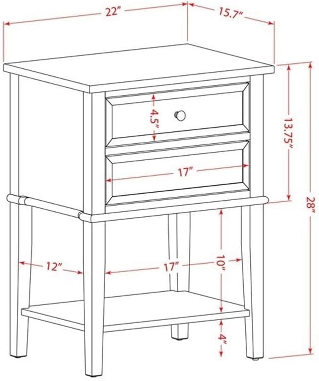 East West Furniture VL-0C-ET Valencia Modern End Table - Rectangle Night Stand with 2 Drawers for Bedroom, 16x22 Inch Inch, Wirebrushed Buttercream