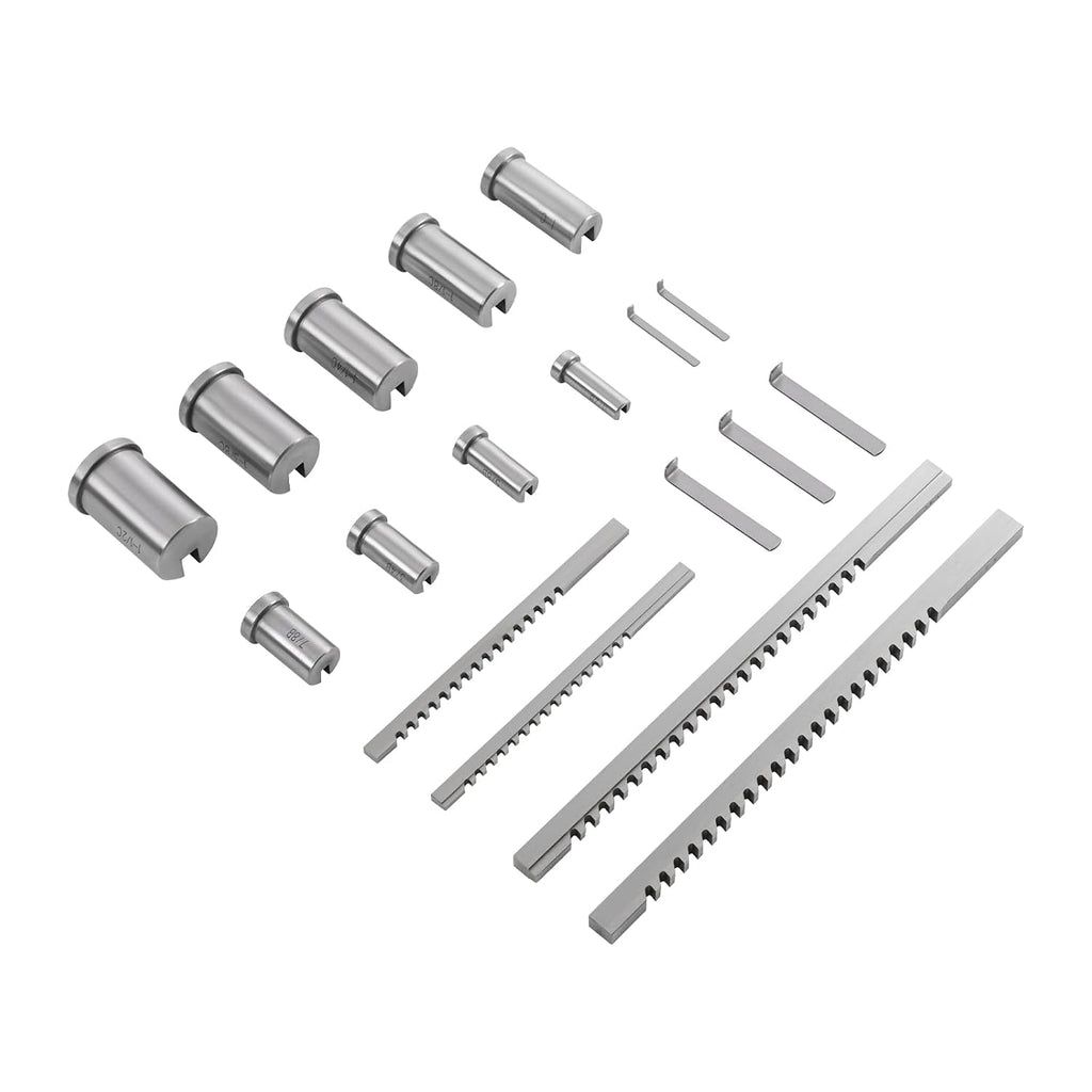 Keyway Broach Kit, 18 Pcs HSS Keyway Broach Set Inch Size Broaching Cutter Collared Ferrule Bushings Gasket Spacer Set Shim CNC Metal Processing Metalworking Set with Case for Lathe,Keyway Size (18)
