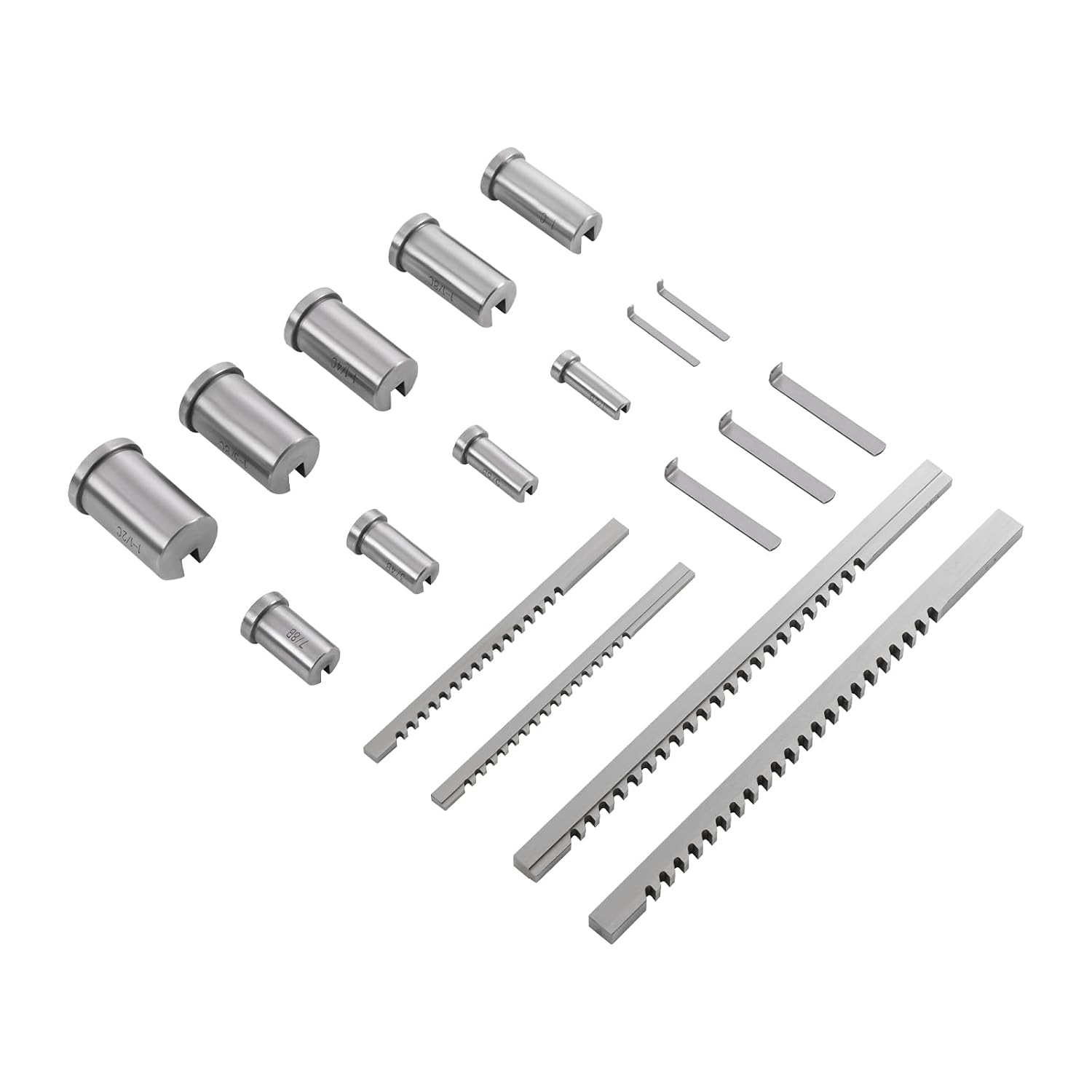 Keyway Broach Kit, 18 Pcs HSS Keyway Broach Set Inch Size Broaching Cutter Collared Ferrule Bushings Gasket Spacer Set Shim CNC Metal Processing Metalworking Set with Case for Lathe,Keyway Size (18)