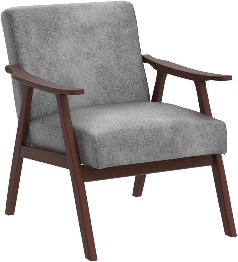 Container Furniture Direct Accent Chair with Microfiber Upholstery and Solid Wood Frame, Classic Mid-Century Modern Living Room Furniture for Extra Seating, Spotted Grey