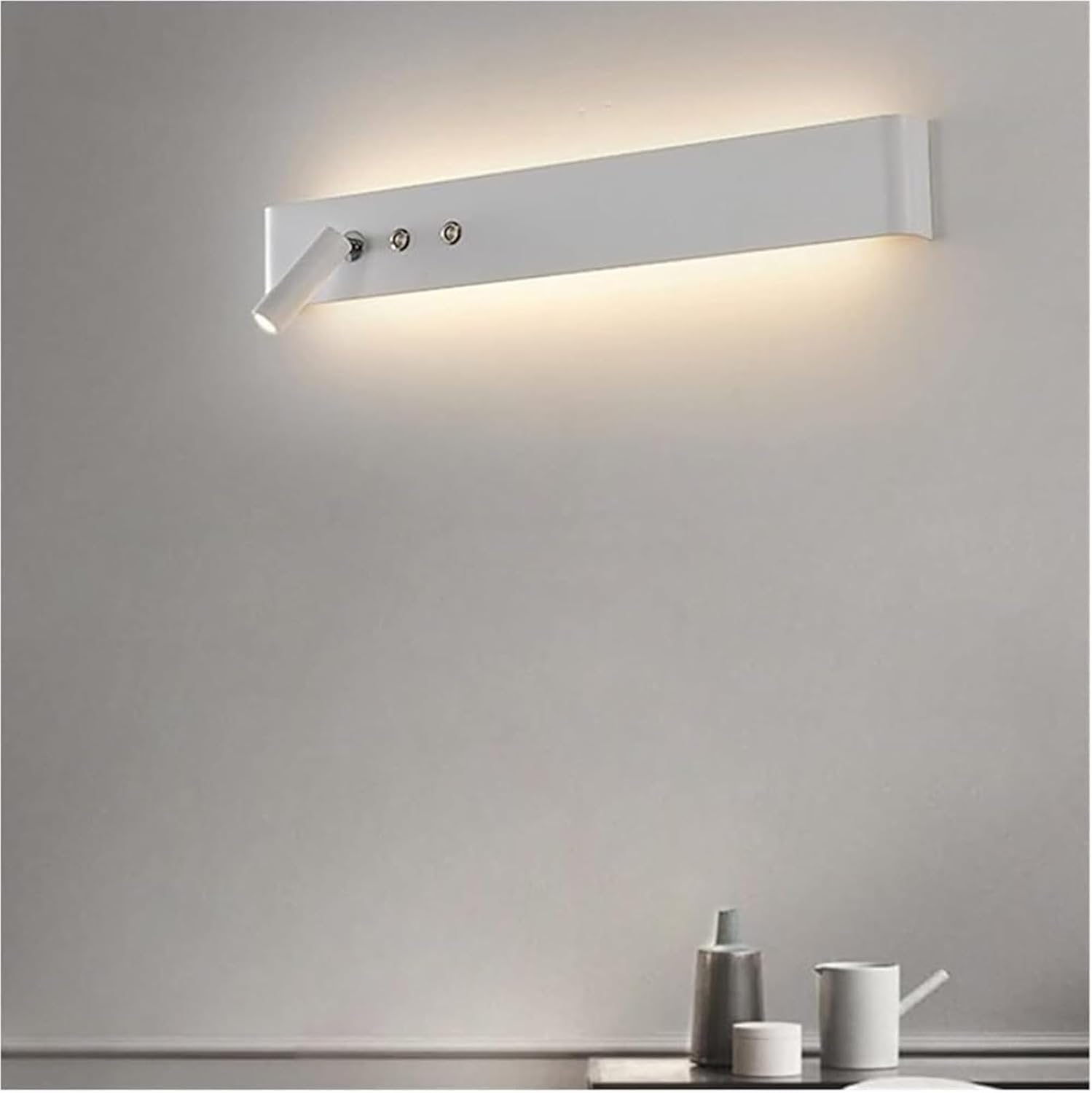 Black and White Modern LED Wall Lamp with Switch for Study Living Room Bedroom and Indoor Aisle with Spotlight and Chaner Function(Black 92cm)