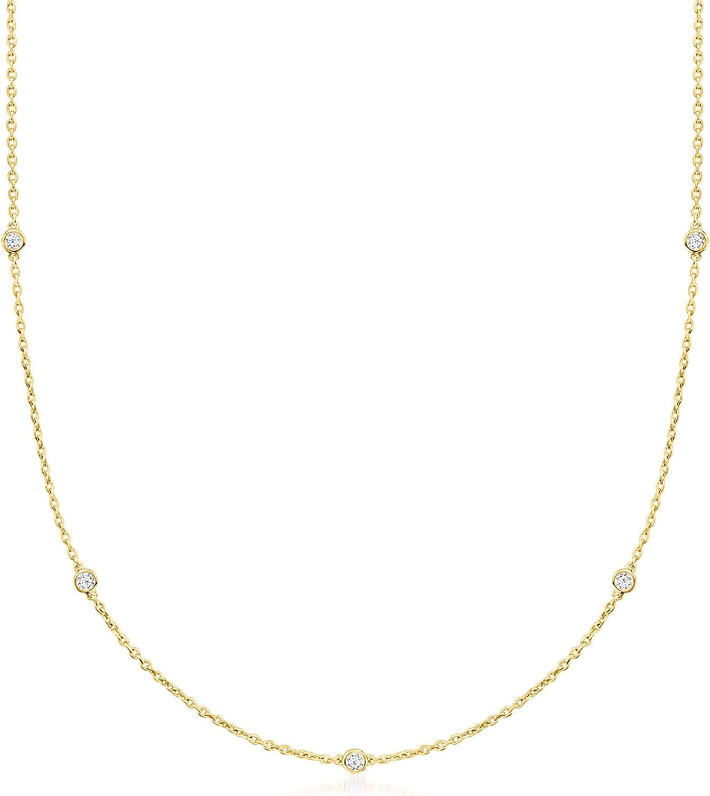 Ross-Simons 0.33 ct. t.w. Lab-Grown Diamond Station Necklace in 18kt Gold Over Sterling