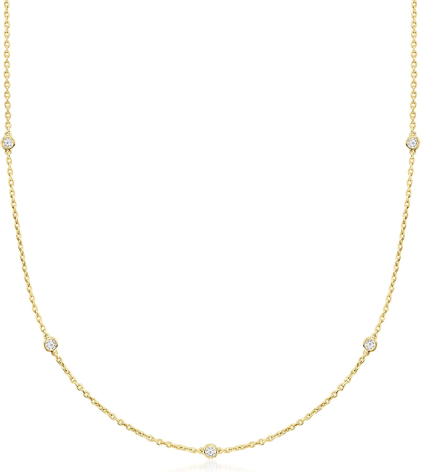 Ross-Simons 0.33 ct. t.w. Lab-Grown Diamond Station Necklace in 18kt Gold Over Sterling