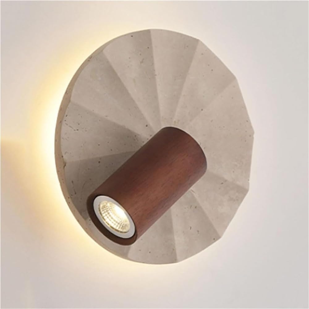 Modern Round Stone Wall Light Art Decor Wall Sconce E27 Spotlight Indoor Decorative Lighting Fixture Elegant Accent Light for Bedroom Bathroom Bedside Stairs Hallway Home Use