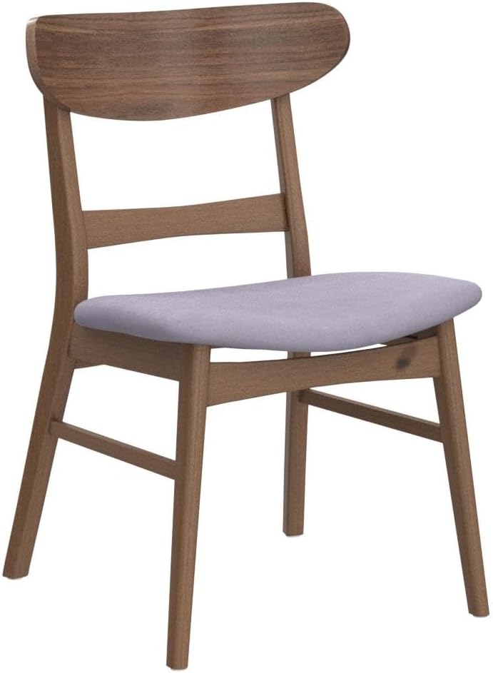 Christopher Knight Home Frances Mid-Century Modern Dining Chairs (Set of 4), 100% Polyester and Rubber Wood, Dark Gray, Walnut