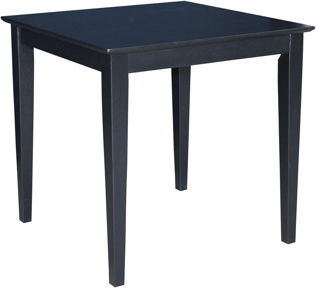 Solid Wood Top Dining Table, 30 Inch High, Black