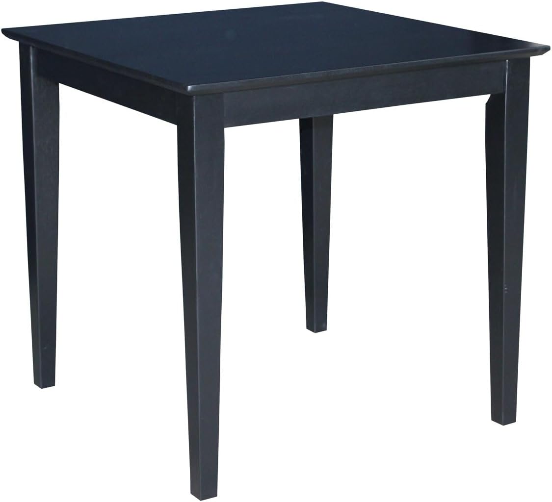 Solid Wood Top Dining Table, 30 Inch High, Black