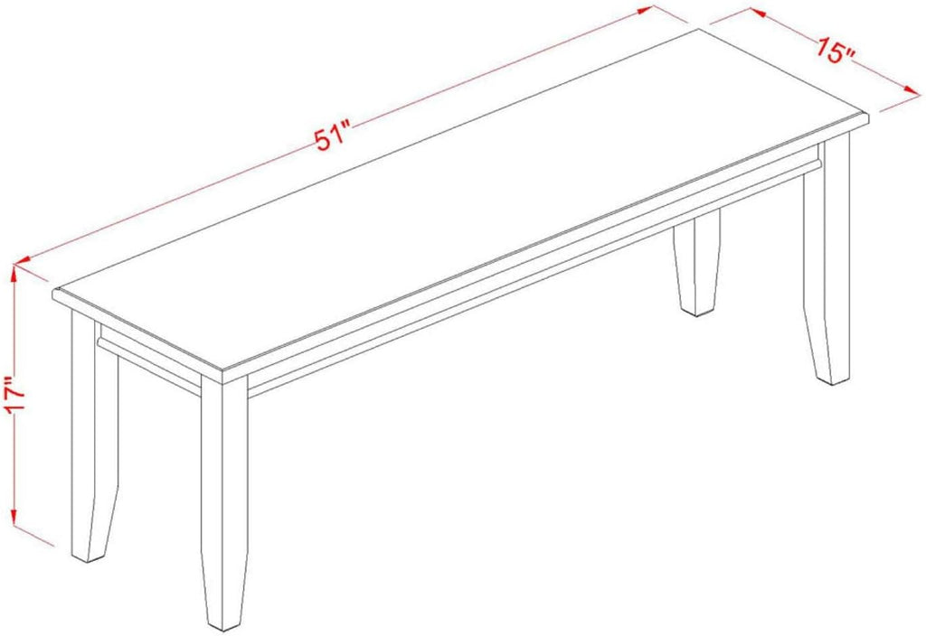 East West Furniture DUB-MAH-W Dudley Dining Table Bench with Wooden Seat, 51x15x17 Inch, Mahogany