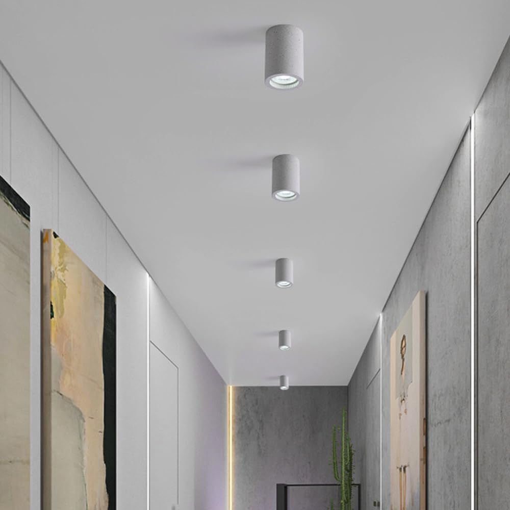 Industrial Cement Ceiling Spotlight, Indoor Accent Lighting, Three Color Cylindl Living Room Driveway Lighting, Kitchen Island Corridor Spotlights White