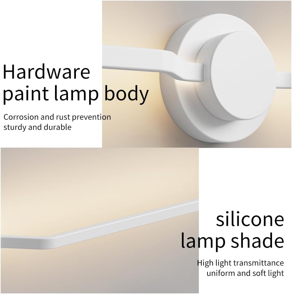 Modern Linear LED Wall Light, Geometric Long Strip Wall Lighting Fixtures, Dimmable Ultra-Thin Metal Wall Sconces with Remote, Indoor Decorative Wall Amp for Bedroom Bedside