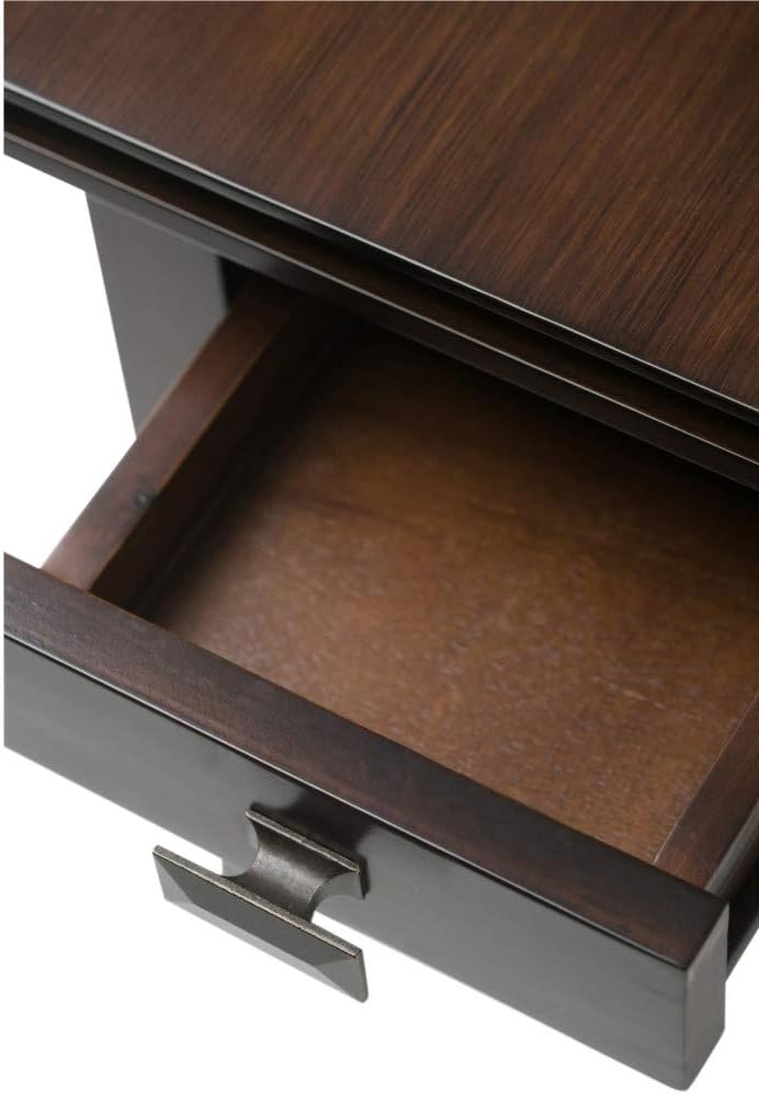 SIMPLIHOME Artisan Narrow Side Table - 14 inch Wide Solid Wood Rectangular End Table with Drawer in Russet Brown, Transitional Nightstand or Lamp Stand for Living Room or Bedroom with Tapered Legs