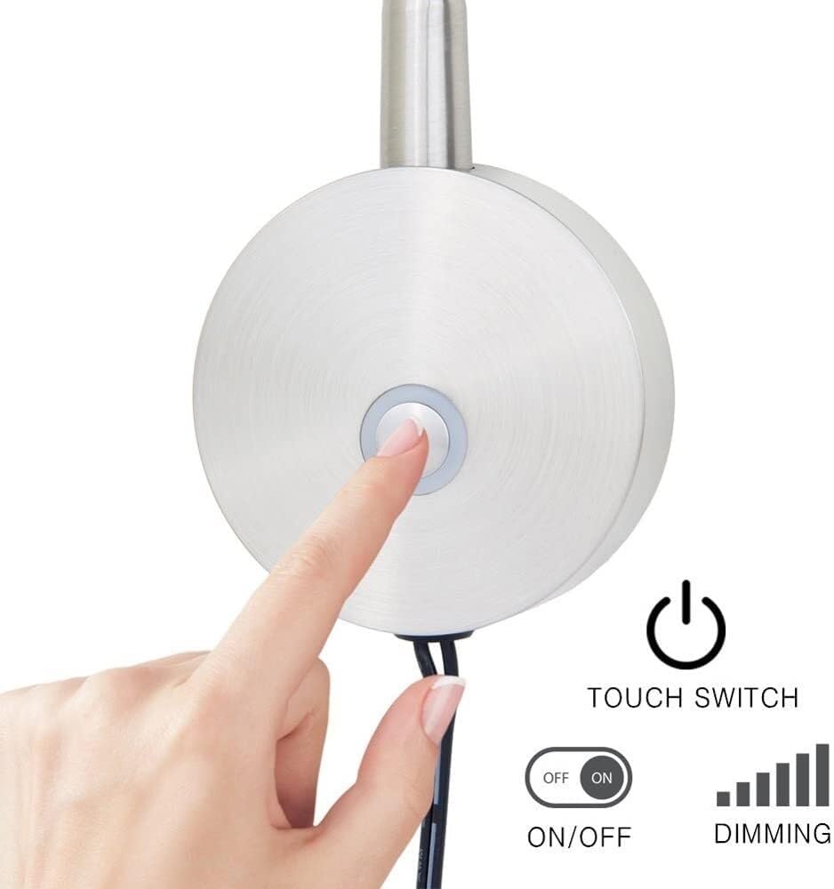 Gooseneck Spotlight Dimmable 3W LED Plug in Wall Light with Touch Switch, Headboard Reading Lamp, Dimming Lights, Wall Mount Accent Lamps Indoor Oration Wall Sconces