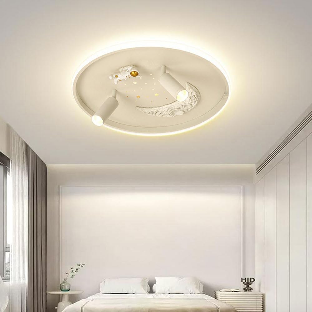 Astronaut Ceiling Light with Adjustable Angle Spotlight, Dimmable LED Ceiling Lamp with Remote Control, Indoor Accent Lighting Fixtures for Kid's Room Boys Room Bedroom Hallway Kitchen