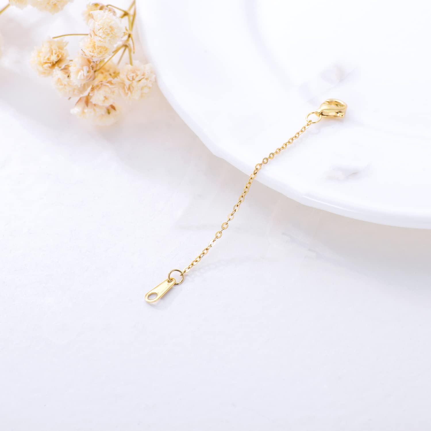 10k 14k Real Gold 1'/1.5'/2'/2.5'/3'/4'/5' Necklace Extender, Necklace Bracelet Extender Chain, Durable Gold Extender Chain, Adjustable Extension Chain for Necklace Bracelet Anklet