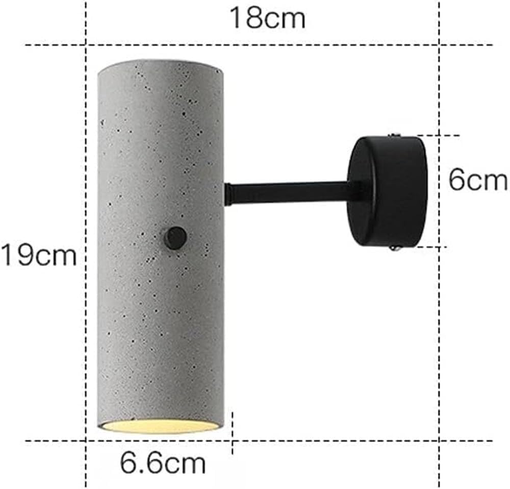 Adjustable Accent Spotlight Indoor Cylindrical Bedside Wall Sconce Retro Cement Wall Light Modern Black Hallway Wall Lamp GU10 Surface Mounted Down Light Headboard for Bedroom