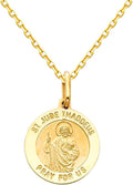 The World Jewelry Center 14k Yellow Gold Religious Saint Jude Thaddeus Medal Pendant with 1.2mm Cable Chain Necklace