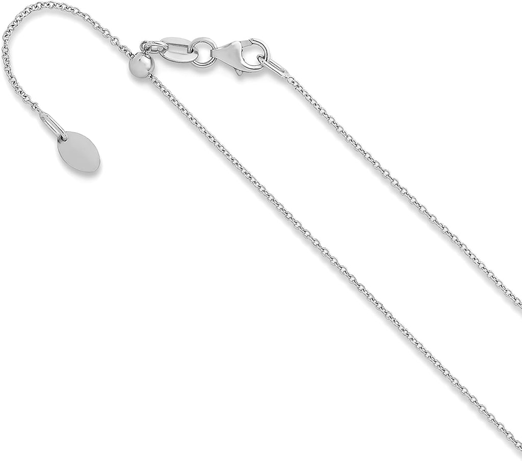 inBLISS 14k SOLID White Gold 1.1 MM Adjustable Cable Chain Necklace For Pendants And Charms (Adjustable Upto 18' Or 24') Jewelry For Women MADE IN ITALY