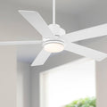 Casa Vieja 52' Grand Palm Modern Indoor Outdoor Ceiling Fan 5 Blade LED Light Remote Control Matte White Finish Wood Blades Bedroom Patio Living Room Kitchen Porch Damp Rated Decorative Dimmable