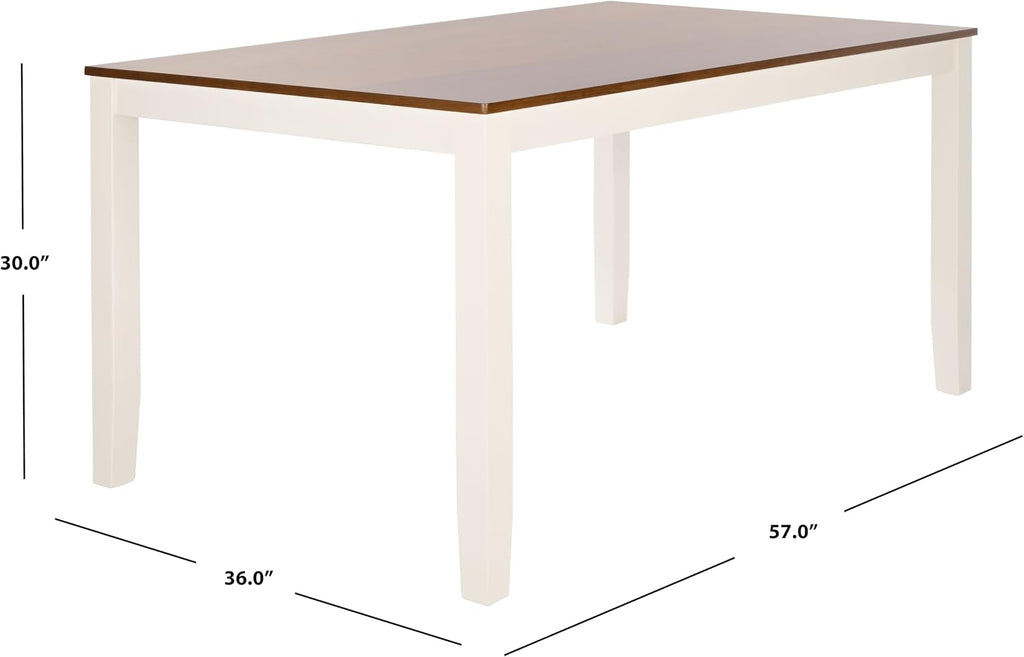 Safavieh Home Collection Silio White and Natural Rectangle Dining Table