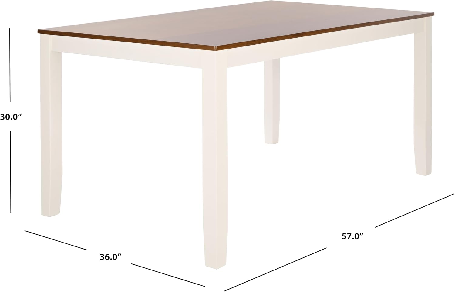 Safavieh Home Collection Silio White and Natural Rectangle Dining Table