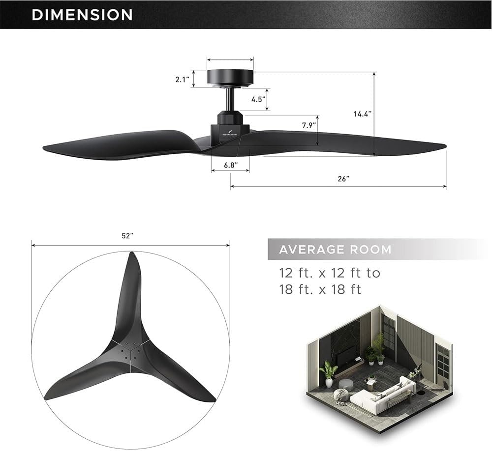 LYZAP Small Ceiling Fans with Lights Flush Mount, 42 Inch Low Profile Ceiling Fan with LED Light and Remote Control，Color Adjustable, Reverse Airflow
