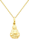 The World Jewelry Center 14k Yellow Gold Buddha Pendant with 0.9mm Cable Chain Necklace