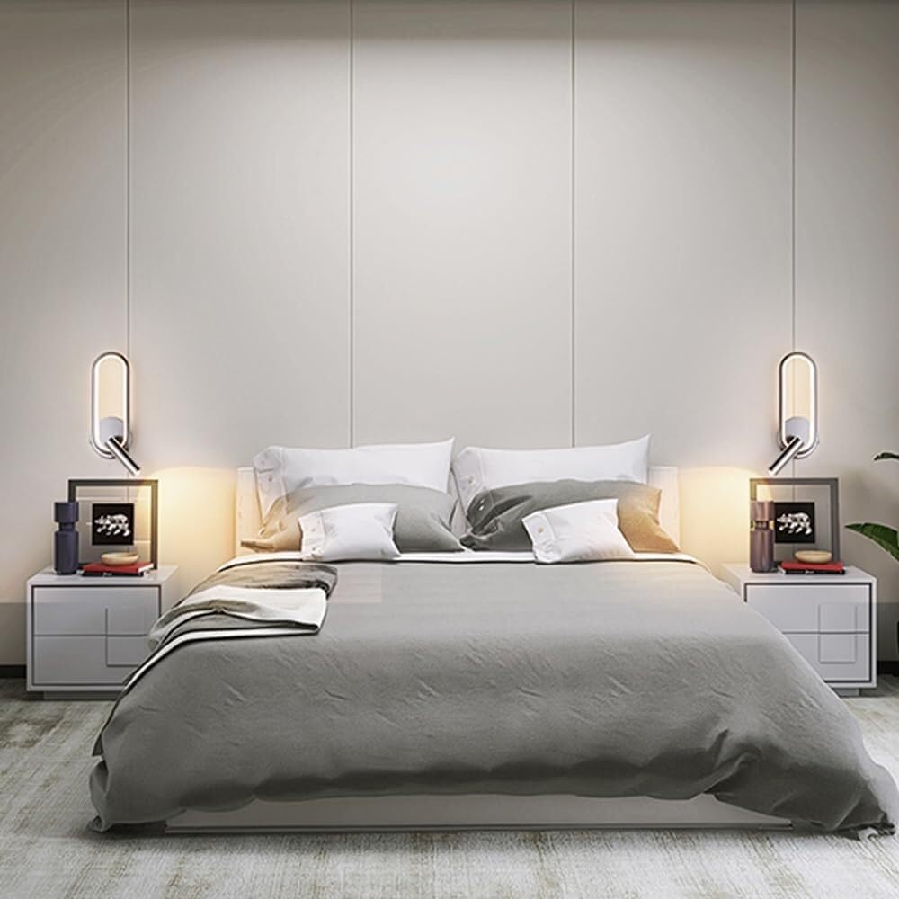 Modern Ring LED Wall Light, Metal Linear Wall Lamps with Swivel Spotlight, Indoor Wall Lighting Fixtures, 3-Color Temperature Wall Mounted Lamp for Living Room Bedroom Porch Hallway Bedside