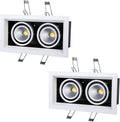 7W,10W,15W,20WLED Recessed Lighting 2-Head Rectangle Ceiling Spotlight Indoor Downlight Anti-Glare White Baffle CRI 90+ for Living Room Corridor 2 Pcs (7w 6000K)
