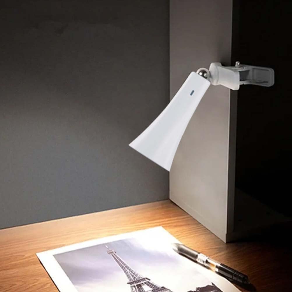 Rechargeable Led 3w Indoor Table Lamp Trumpetshaped Spotlight Magnetic Adjustable No Power Cord Bedroom Study(White)