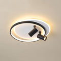 Modern LED Ceiling Light with 2 Spotlights, Dimmable Ring Ceiling Lighting Fixture with Remote Control, Indoor Flush Mount Ceiling Lamp for Bedroom Hallway Dining Room Entryway Kitchen