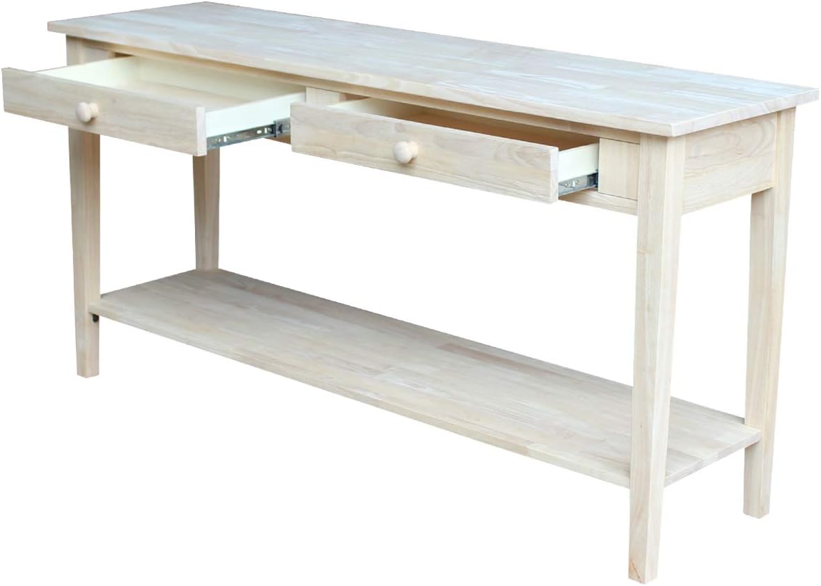 IC International Concepts Spencer Server Extended Length Console Table, Versatile Design for Dining Room, Hallway, or Entryway - Unfinished