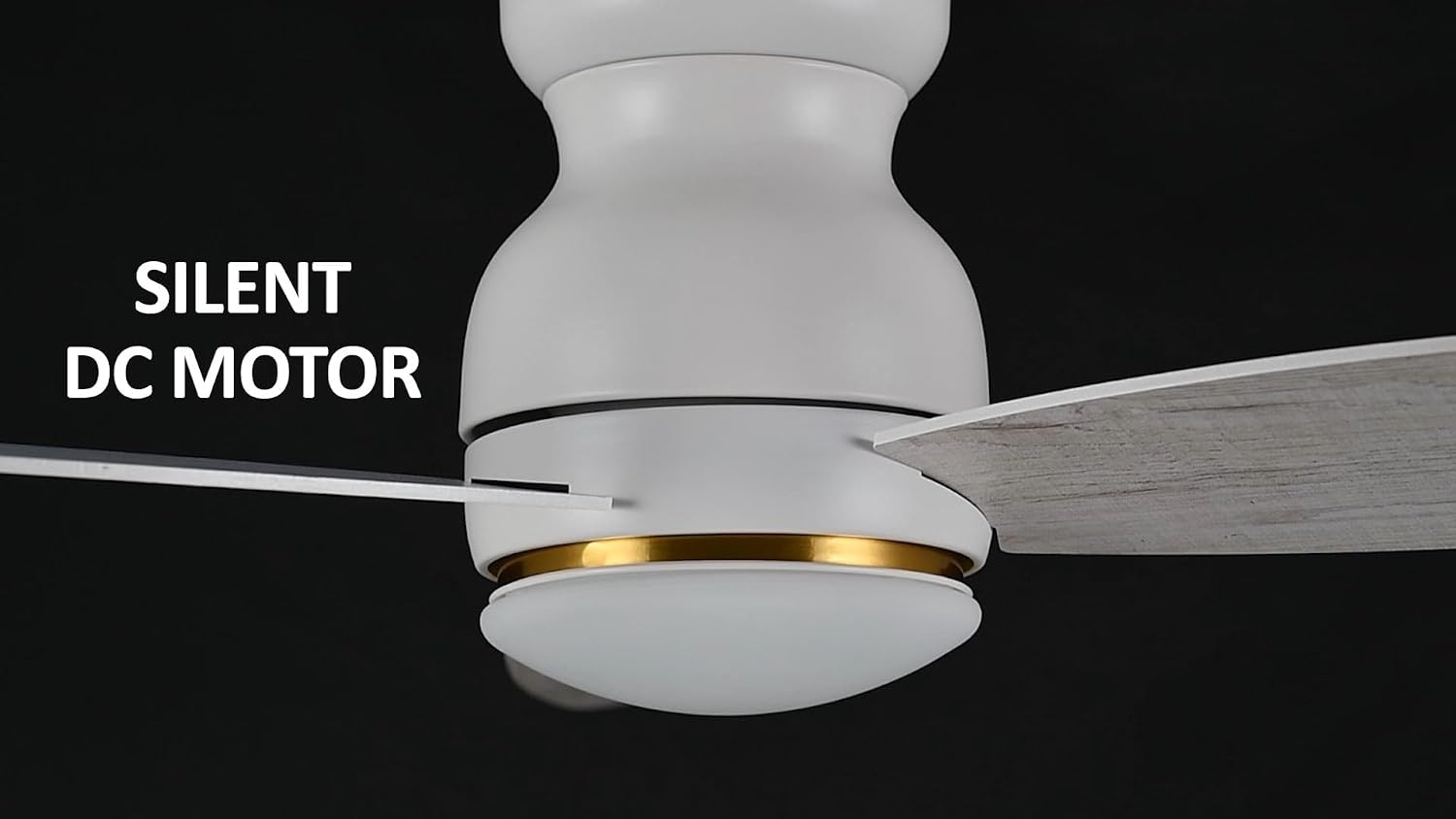 Carro 48' White Ceiling Fan with Light Flush Mount, DC 10 Speeds Silent Ceiling Fan with Remote, 3 Dual Finish Blades, 2 Light Colors Dimmable, for Living Room, Bedroom