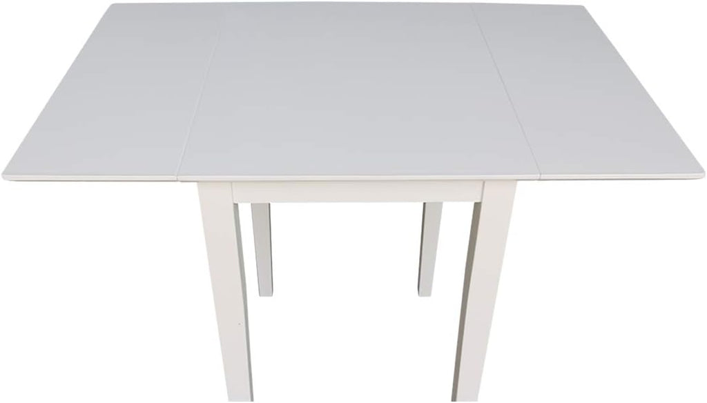IC International Concepts, Solid Wood Small Drop Leaf Dining Table, Solid Real Wood, Sturdy Parawood, White