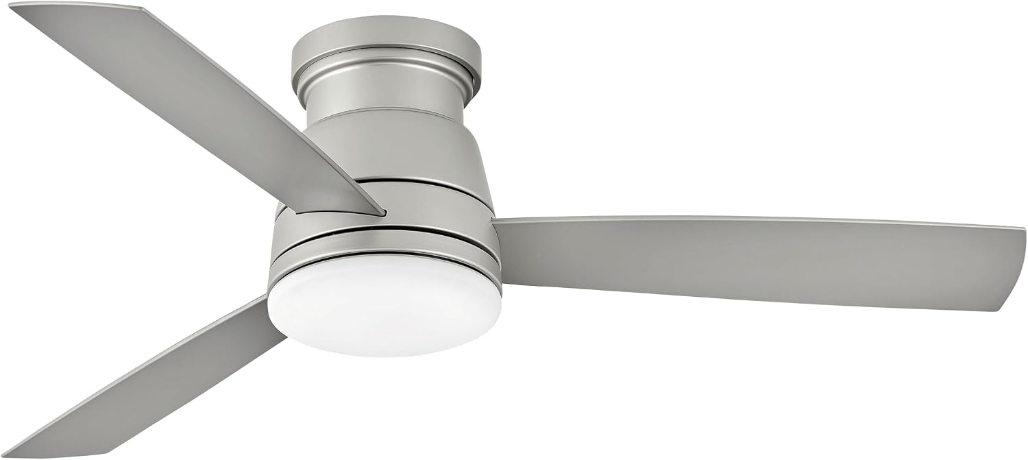 Hinkley Trey 52' Indoor/Outdoor Smart Ceiling Fan with Light and Remote, Modern Flush Mount, Composite Fan Blades, Integrated LED, Brushed Nickel