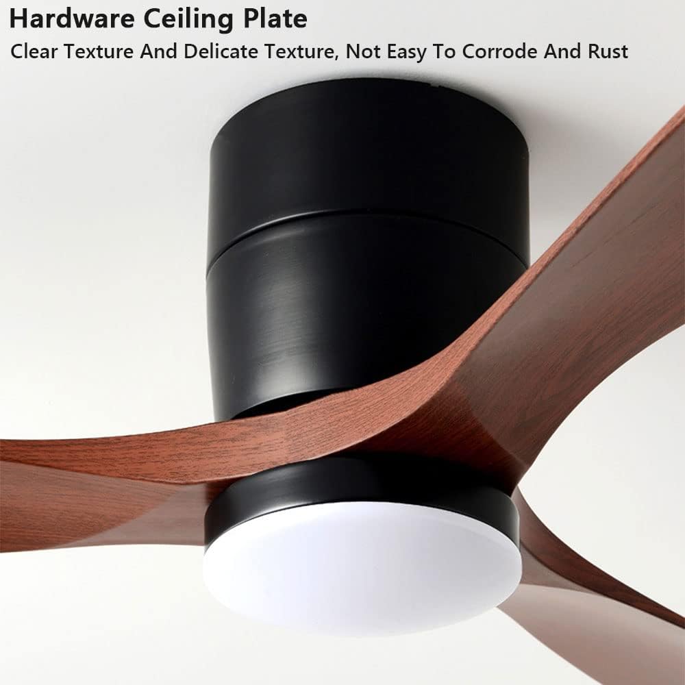 Dimmable Smart Ceiling Fan with Lights Imitation Wood Hardware Ceiling Fan Light LED with Remote 42 Inch Living Room Ceiling Fan Modern Outdoor for Patios Ceiling Fan with Lights
