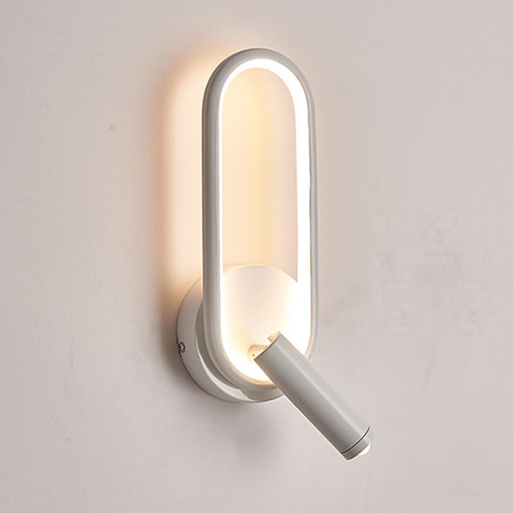 Modern Ring LED Wall Light Metal Linear Wall Lamps with Swivel Spotlight Indoor Wall Lighting,Minimalist Pendent Lamp Oldsix-66(Bianco)