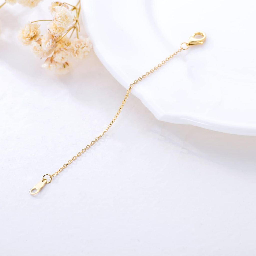 18k Gold 1'/2'/3' Necklace Extender Chain, Durable Strong Removable Gold Chain Extender, Real Gold Extension Chain for Necklace Bracelet Anklet
