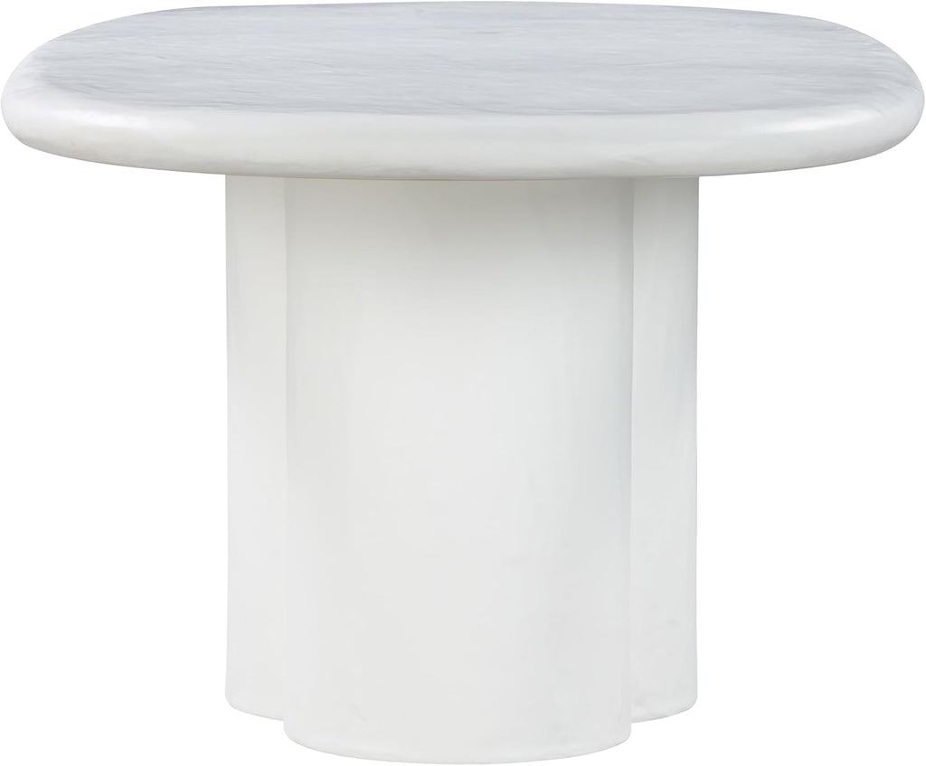 Tov Furniture Elika White Faux Plaster Oval Dining Table