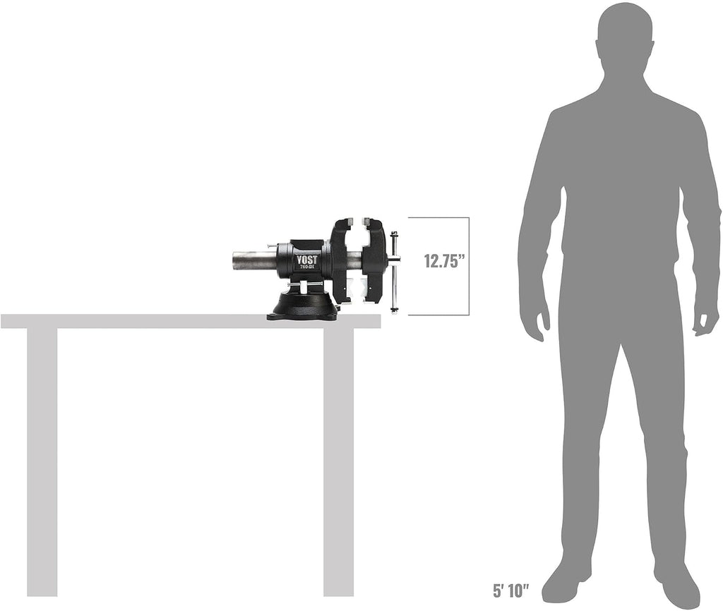 Yost Vises 760-DI Multi-Jaw Rotating Vise 6 Inch Jaw Width | 2 in 1 Multipurpose Bench and Pipe Vise | Secure Grip with Swivel Base | Made with a Combination of Ductile Iron & Hardened Steel