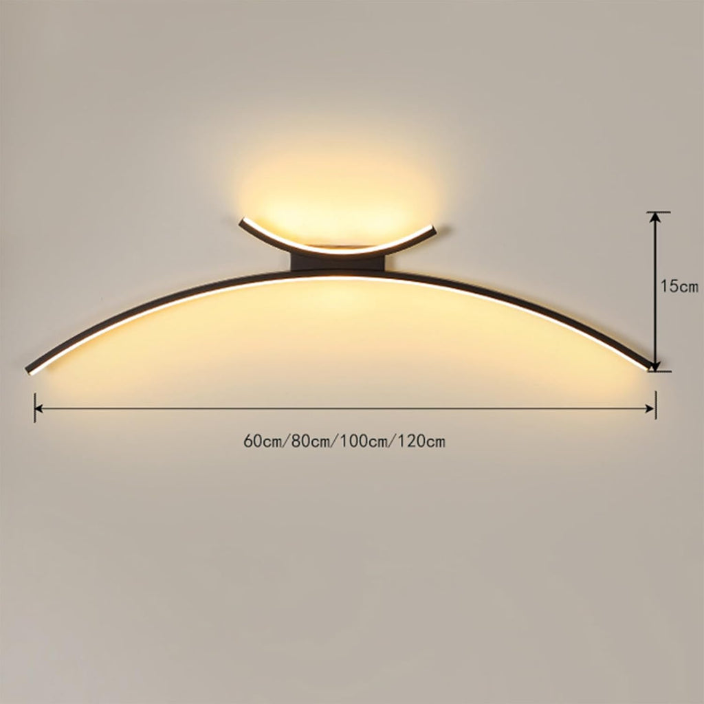 Led Wall Lights Indoor Modern with Remote Control Dimmable Wall Lamps Acrylic Elegant Curved Design Wall Spotlights for Living Room Bedroom Corridor/Black/60Cm