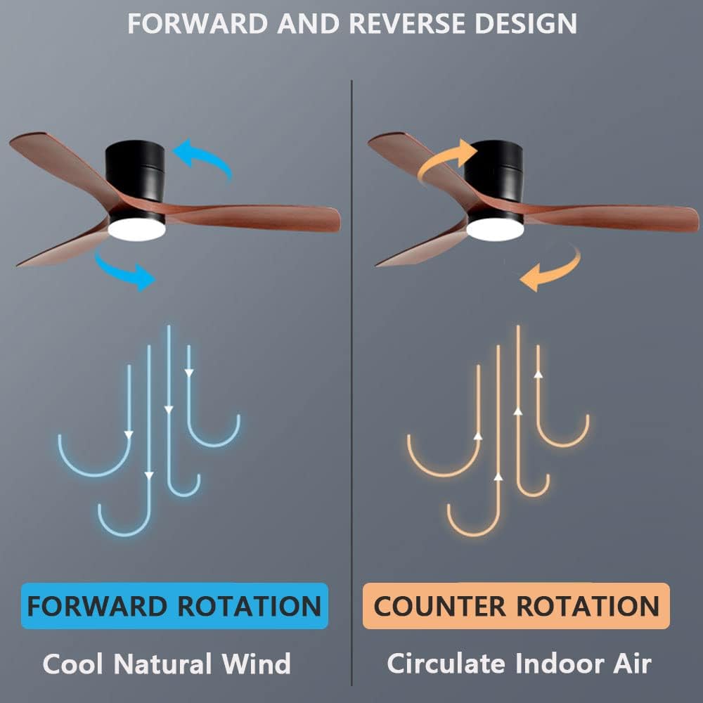 Dimmable Smart Ceiling Fan with Lights Imitation Wood Hardware Ceiling Fan Light LED with Remote 42 Inch Living Room Ceiling Fan Modern Outdoor for Patios Ceiling Fan with Lights