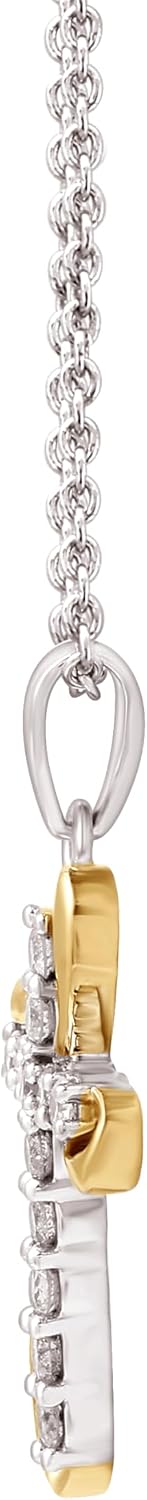 GILDED 14K Yellow Gold over 925 Sterling Silver Necklace for Women with Natural Diamond and Twist Cross Pendant, 14K Gold Plated over Sterling Silver, 925 Sterling Silver, 18' Cable Chain, 1/4 Carat Total Weight Diamonds & Elegant Gift Box Included